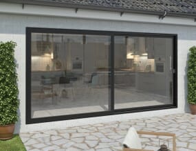 4200mm Black Aluminium Sliding Doors RH Sliding / LH Fixed