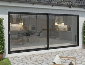 4500mm Black Aluminium Sliding Doors LH Sliding / RH Fixed