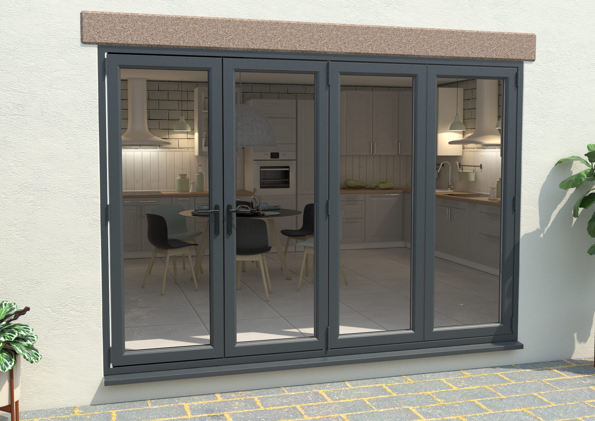 Climadoor Dual Grey / White 3000mm UPVC Bi-Fold Door OPEN OUT 1L/3R ...