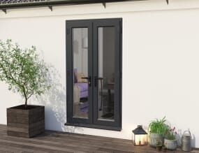 1200mm UPVC Grey Outer / White inner French Doors