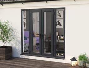 1800mm UPVC Grey Outer / White inner French Doors (1200mm Doors + 2 x 300mm Sidelights)