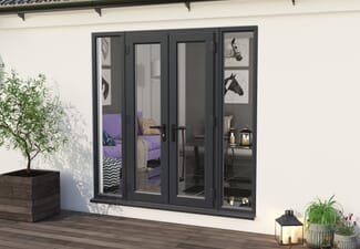 1800mm Part Q UPVC Grey Outer / White inner French Doors (1200mm Doors + 2 x 300mm Sidelights)