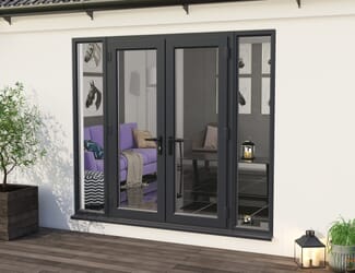 2400mm Part Q UPVC Grey Outer / White inner French Doors (1200mm Doors + 2 x 600mm Sidelights)