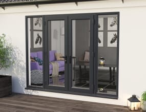 2700mm UPVC Grey Outer / White inner French Doors (1500mm Doors + 2 x 600mm Sidelights)