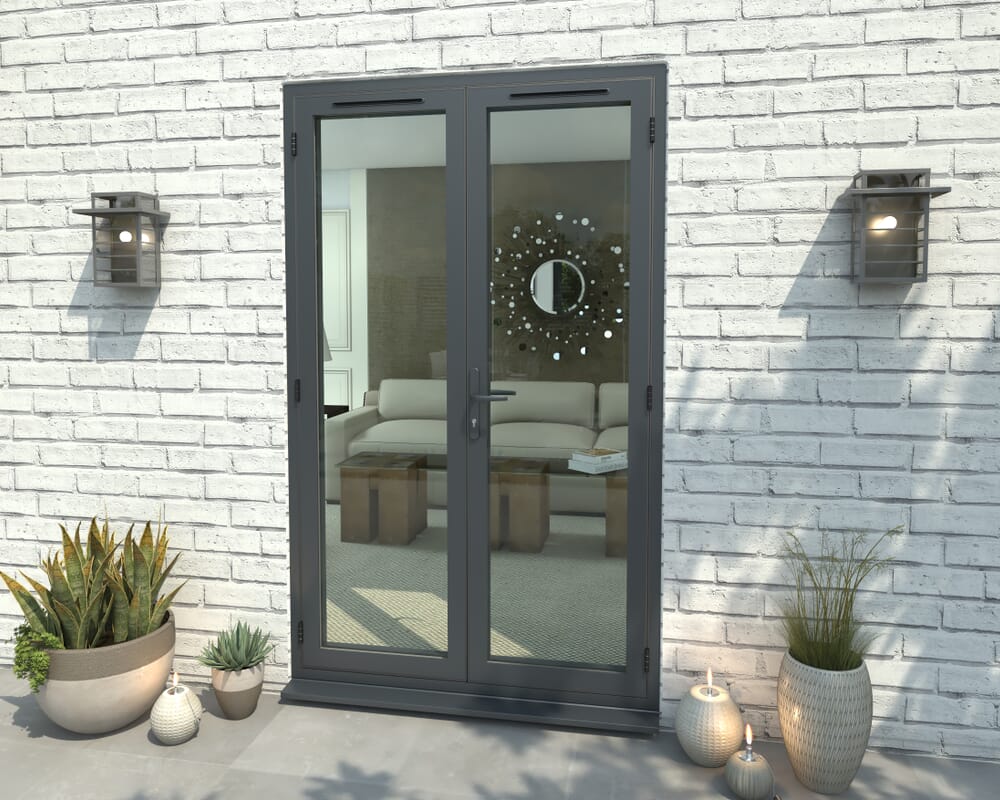 1200mm Open Out Grey Aluminium French Doors