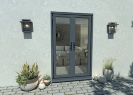 1200mm Open Out Grey Aluminium French Doors Image