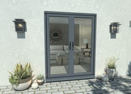 1500mm Open Out Grey Aluminium French Doors Image