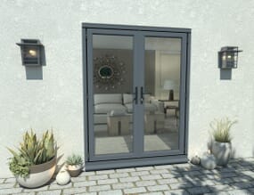1500mm Open Out Grey Aluminium French Doors