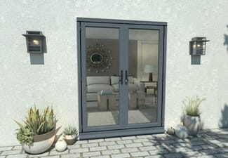 1500mm Open Out Grey Aluminium French Doors