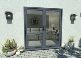 1800mm Open Out Grey Aluminium French Doors Image