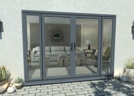 2400mm Open Out Grey Aluminium French Doors (1800mm Doors + 2 X 300mm Sidelights) Image