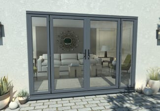 2400mm Open Out Grey Aluminium French Doors (1800mm Doors + 2 x 300mm Sidelights)
