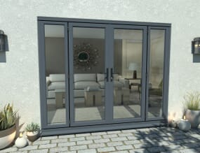 2400mm Open Out Grey Aluminium French Doors (1500mm Doors + 2 x 450mm Sidelights)