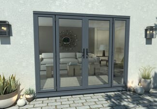 2400mm Open Out Grey Aluminium French Doors (1500mm Doors + 2 x 450mm Sidelights)
