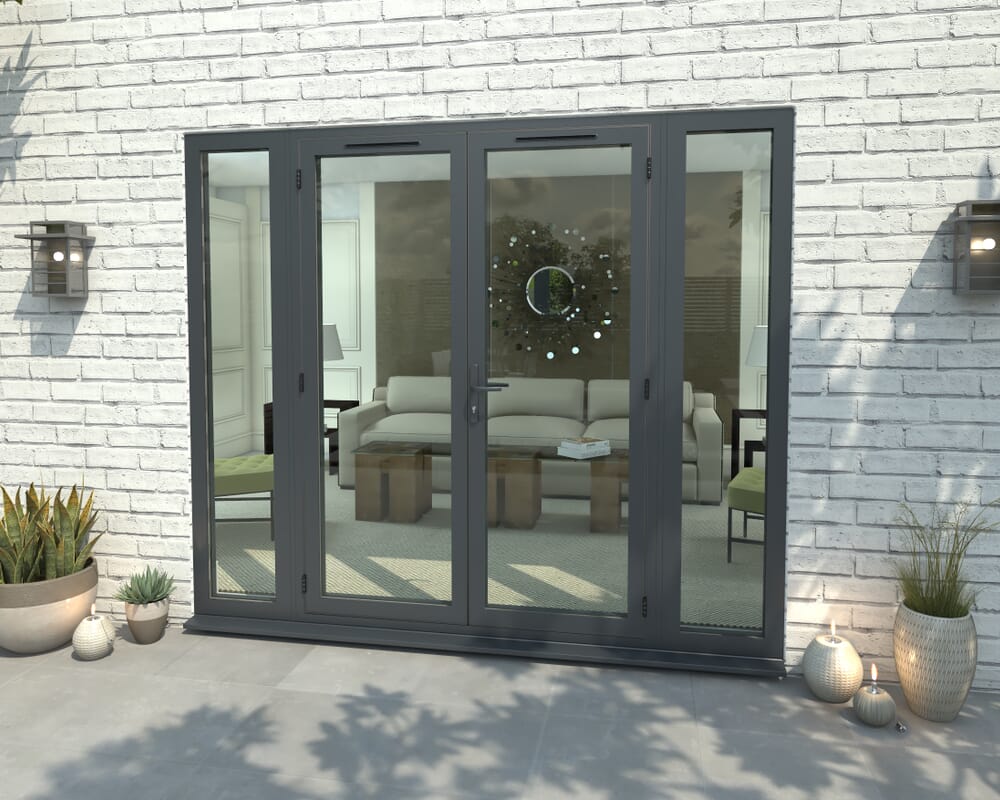 2400mm Part Q Compliant Grey Aluminium French Doors (1500mm Doors + 2 x 450mm Sidelights)