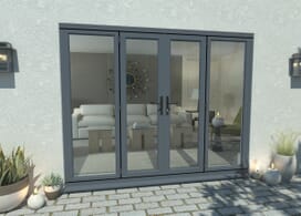 2400mm Open Out Grey Aluminium French Doors (1200mm Doors + 2 X 600mm Sidelights) Image
