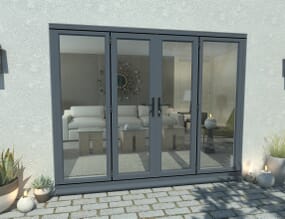 2400mm Open Out Grey Aluminium French Doors (1200mm Doors + 2 x 600mm Sidelights)