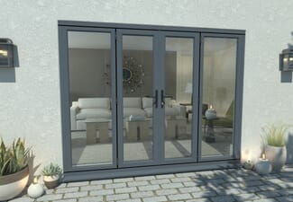 2400mm Open Out Grey Aluminium French Doors (1200mm Doors + 2 x 600mm Sidelights)