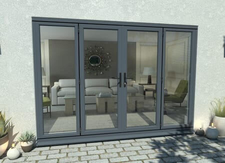 2700mm Open Out Grey Aluminium French Doors (1500mm Doors + 2 x 450mm Sidelights)