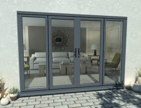 2700mm Open Out Grey Aluminium French Doors (1500mm Doors + 2 x 450mm Sidelights)