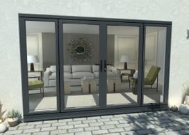 3000mm Open Out Grey Aluminium French Doors (1800mm Doors + 2 X 600mm Sidelights) Image
