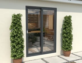 1500mm Anthracite Grey Aluminium Sliding Doors LH Sliding / RH Fixed