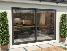 Part Q 3000mm Anthracite Grey Aluminium Sliding Doors LH Sliding / RH Fixed