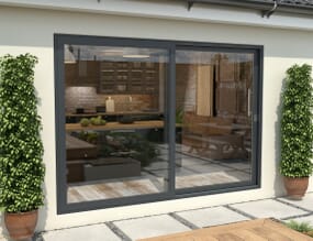 3000mm Anthracite Grey Aluminium Sliding Doors RH Sliding / LH Fixed