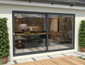 Part Q 3600mm Anthracite Grey Aluminium Sliding Doors LH Sliding / RH Fixed