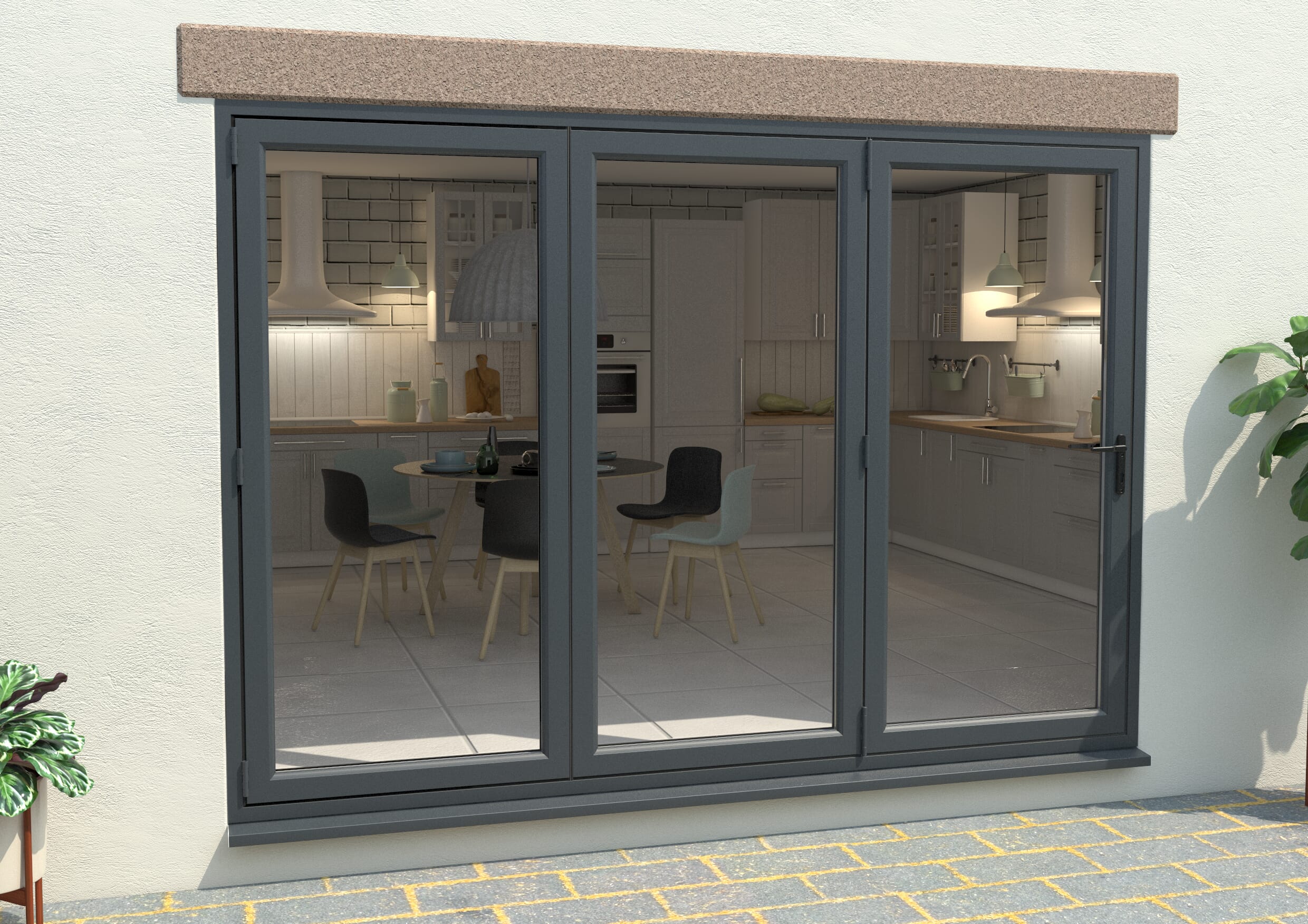 Grey 3000mm UPVC Bi-Fold Door OPEN OUT 3L