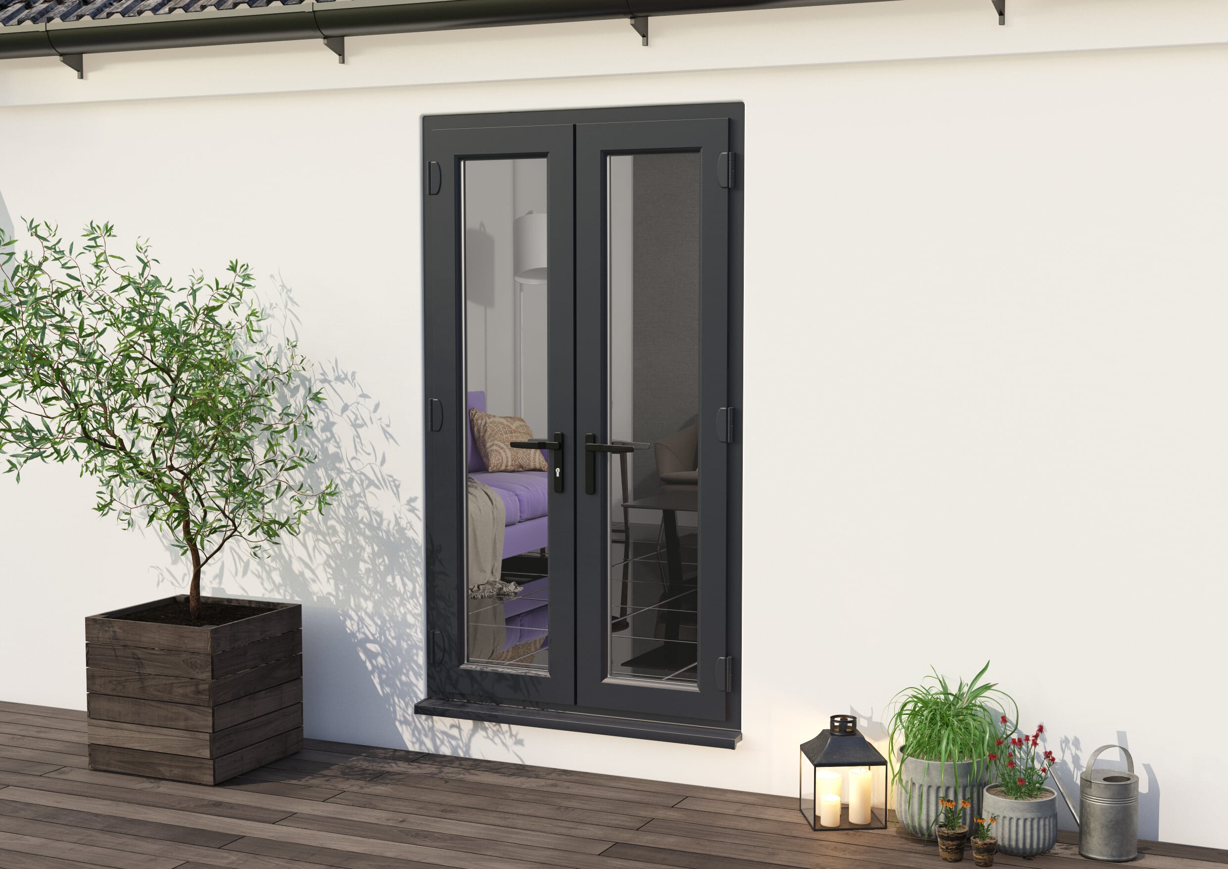 1200mm Anthracite Grey UPVC French Doors