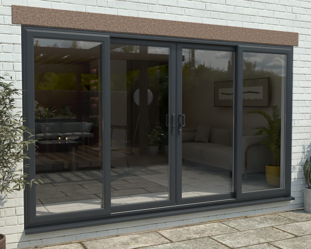 Part Q 3600mm UPVC Anthracite Grey Sliding Doors Fixed / Sliding / Sliding / Fixed