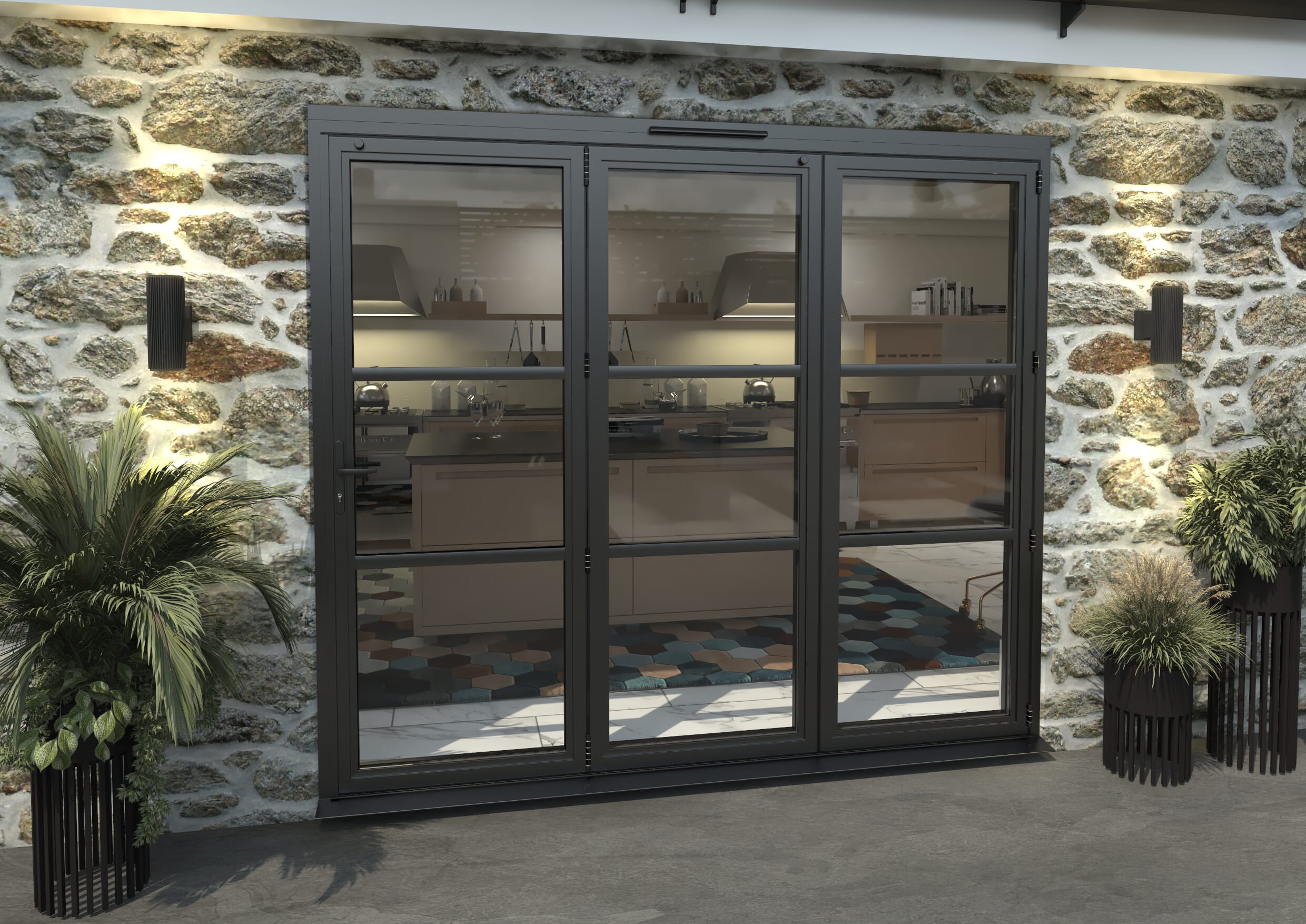 2400mm Black Heritage Aluminium Bifold Doors - 3 Right at Express Doors ...