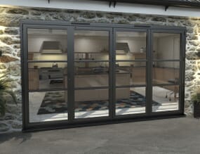 Part Q 3600mm Black Heritage Aluminium Bifold Doors - 1 Left 3 Right