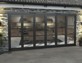 Part Q 4200mm Black Heritage Aluminium Bifold Doors - 3 Left 3 Right