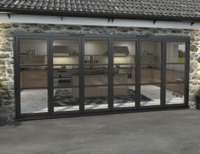 Part Q 4800mm Black Heritage Aluminium Bifold Doors - 3 Left 3 Right