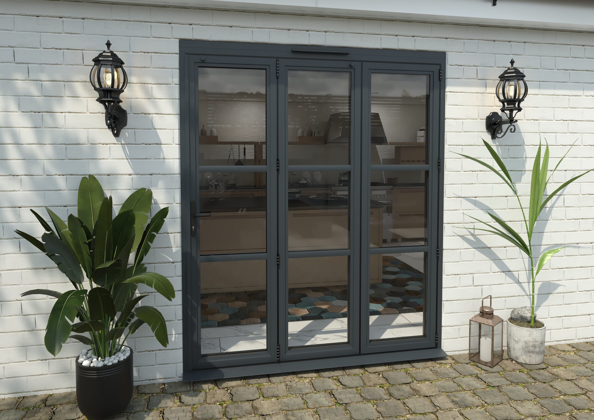 Part Q 1800mm Grey Heritage Aluminium Bifold Doors - 3 Right At Climadoor