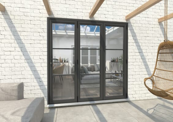 Climadoor Grey Heritage Aluminium Bi-folding Patio Doors