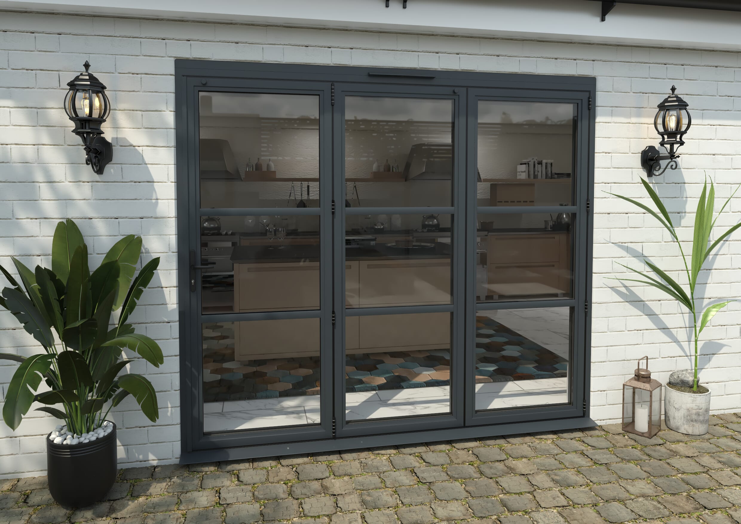 Part Q 2400mm Grey Heritage Aluminium Bifold Doors - 3 Right At Climadoor