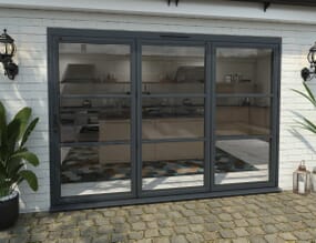 3000mm Grey Heritage Aluminium Bifold Doors - 3 Right