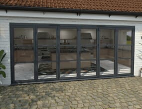 Part Q 4800mm Grey Heritage Aluminium Bifold Doors - 3 Left 3 Right