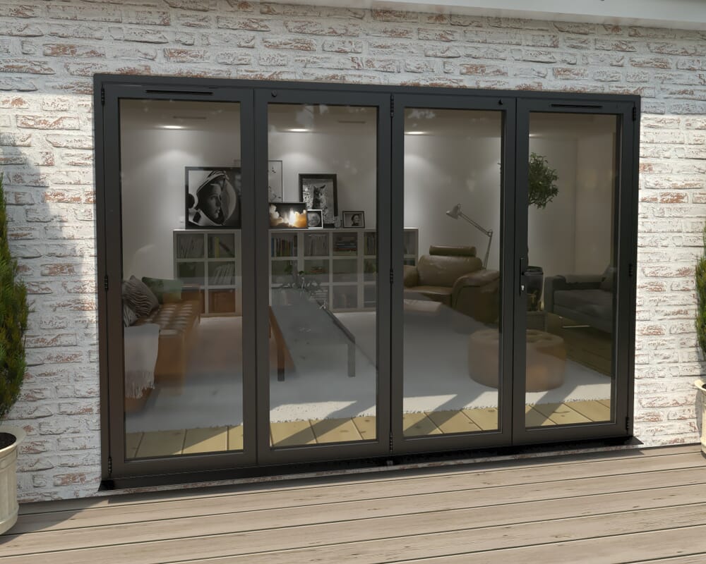 3000mm Black Aluminium Bifold Doors - 3 Left 1 Right