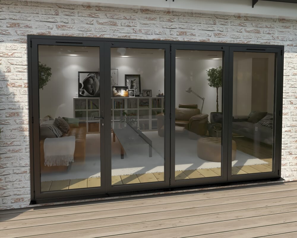 Part Q 3600mm Black Aluminium Bifold Doors - 1 Left 3 Right