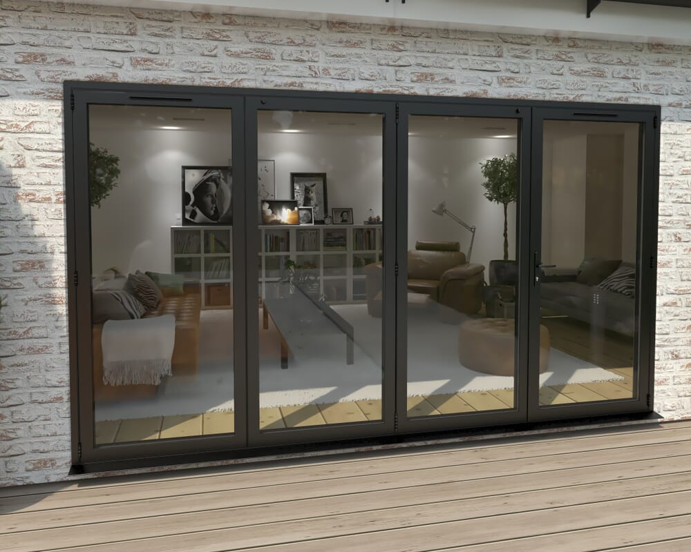 Part Q 3600mm Black Aluminium Bifold Doors - 3 Left 1 Right