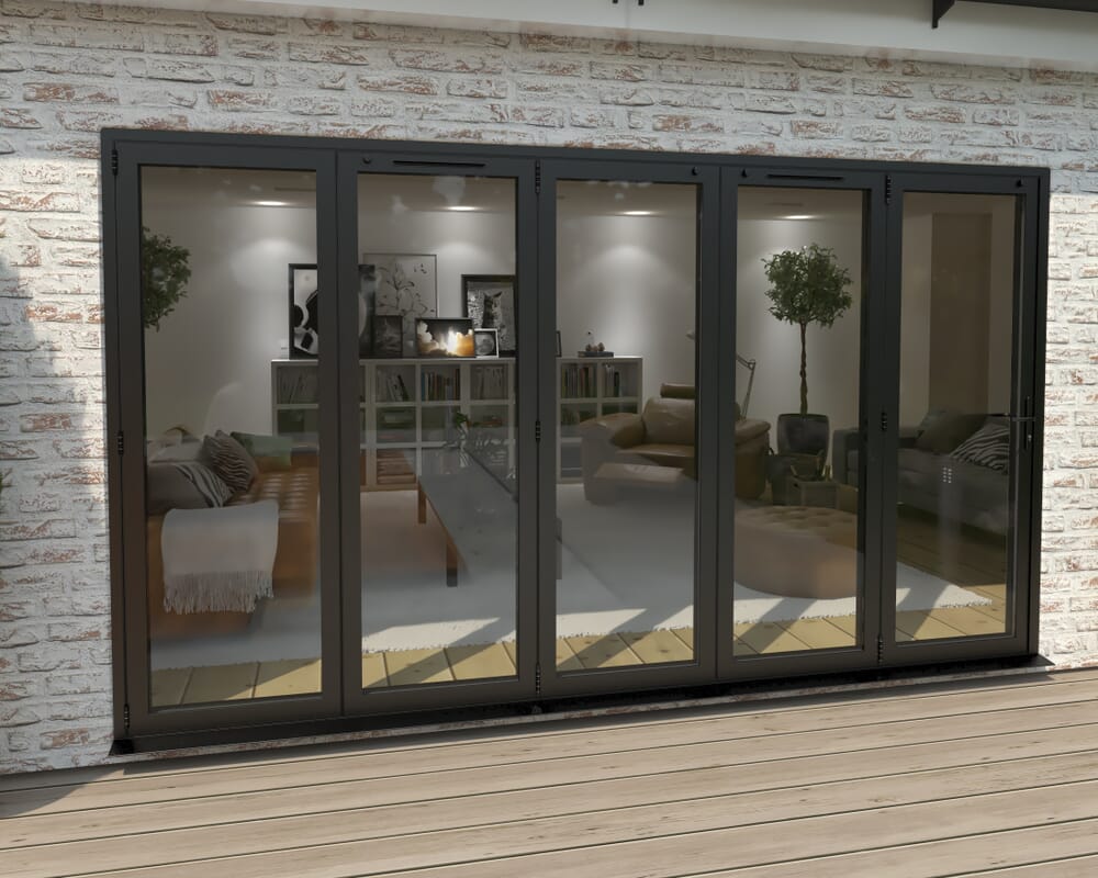 3600mm Black Aluminium Bifold Doors - 5 Left