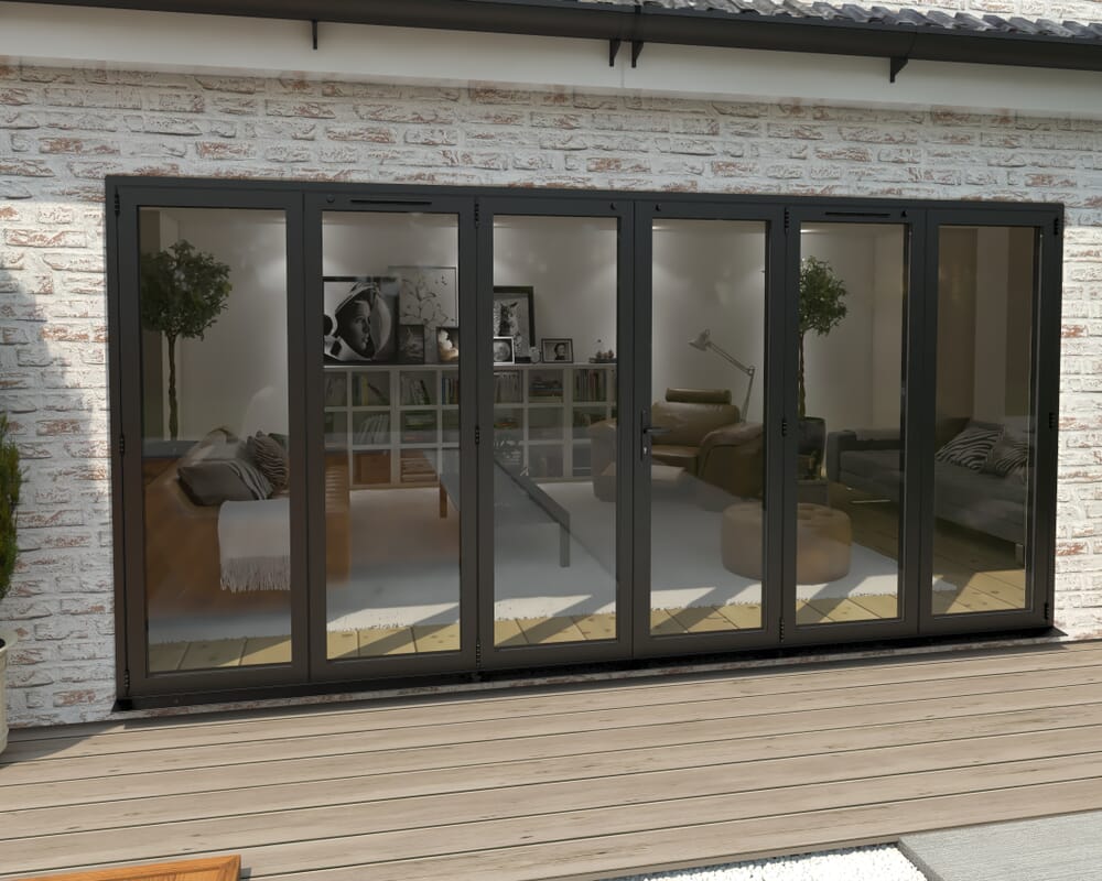 Part Q 4200mm Black Aluminium Bifold Doors - 3 Left 3 Right
