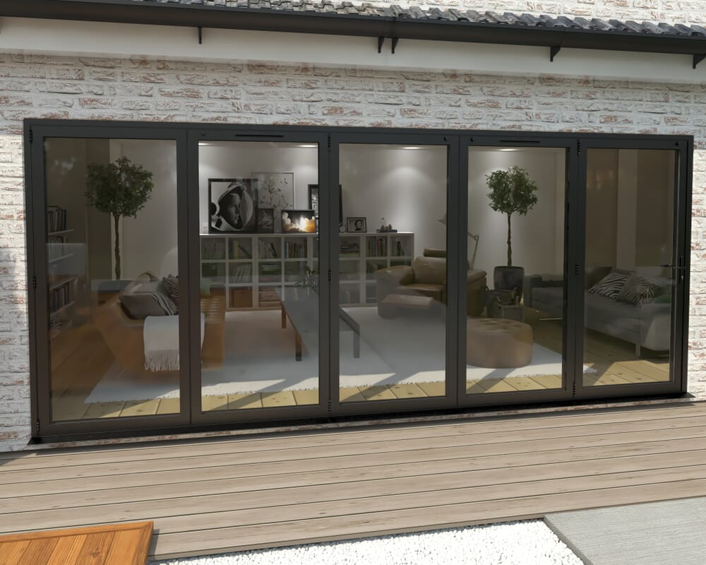4800mm Black Aluminium Bifold Doors - 5 Left