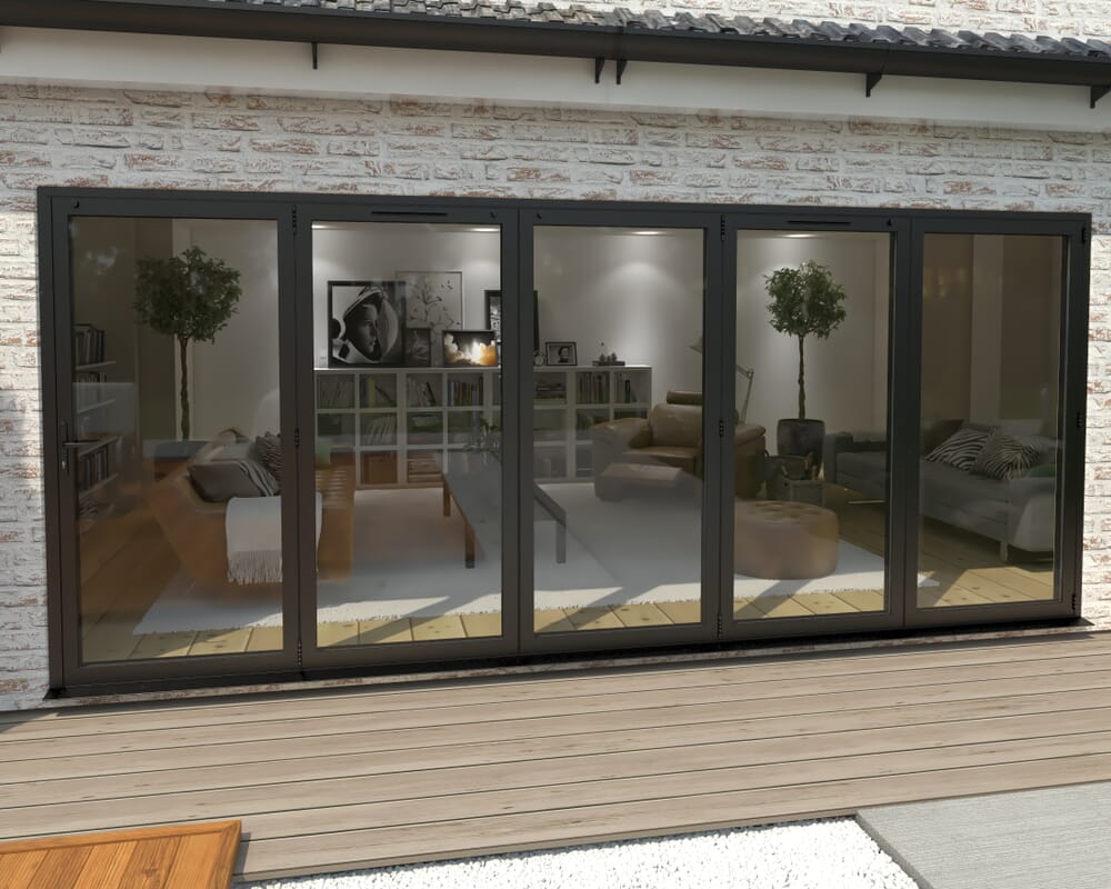 Part Q 4800mm Black Aluminium Bifold Doors - 5 Right
