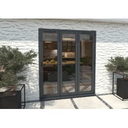 Climadoor Grey Aluminium Bi-folding Patio Doors – 2090mm x 1790mm x 82mm (3 Right)