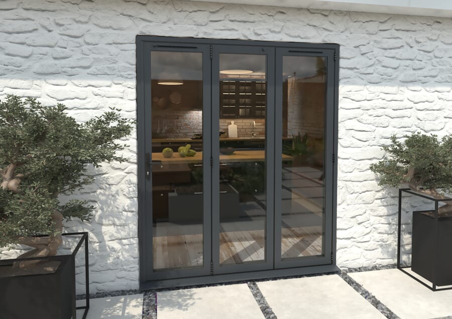 Climadoor Grey Aluminium Bi-folding Patio Doors